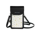 Women's mini crossbody phone bag with floral print and touchscreen back - Black