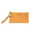 Pochette bracelet jaune pour femme en cuir grainé avec accessoire perle et cœur - Jaune