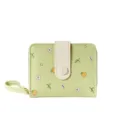 Petit portefeuille vert clair style coréen pour femme avec motifs de fruits et fleurs - Vert frais