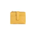 Porte-cartes matelassé jaune élégant pour femmes avec poche zippée et fermeture à pression - Style Tirette en Métal / Jaune