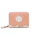 Petit portefeuille rose en cuir PU avec motif de chat porte-bonheur et inscription HELLO - Rose Lotus