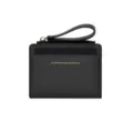 Élégant petit portefeuille noir pour femme avec large dragonne et fermeture éclair robuste - Noir