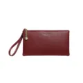 Elegante burgunderrote lange Clutch-Brieftasche aus Leder mit Herz-Perlen-Armband. - Rot
