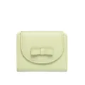 Short mint green bifold wallet for women with decorative bow and secure zipper - Green