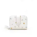 Petit portefeuille blanc pour femme de style coréen avec motifs de fruits et de fleurs - Blanc