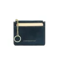 Professionelle marineblaue Mini-Kartenbrieftasche aus Kunstleder mit goldener Kette - Saphirblau