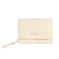 Portefeuille triple élégant pour femmes en beige crème avec motif classique de litchi - Abricot
