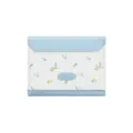 Petit portefeuille style coréen avec motif floral en bleu clair et blanc pour femme - Bleu