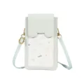 Cute bear pattern mini crossbody phone bag in light blue finish for women. - Blue