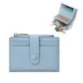 Petit portefeuille RFID bleu clair pour femme avec emplacements cartes et zip. - Bleu