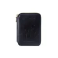 Custodia portafoglio per passaporto RFID in pelle nera con cerniera e skyline goffrato - Nero