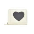 Élégant porte-monnaie blanc en simili denim pour femme avec fenêtre en forme de cœur - Blanc