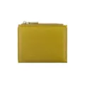 Portefeuille femme en cuir grainé jaune avec protection RFID et fermeture éclair - Vert Herbe