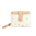Petit portefeuille crème pour femme avec motif floral tulipe et dragonne beige chic - Abricot