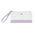 Élégant portefeuille long pour femmes en lavande à motif floral avec une dragonne - Violet