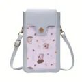 Petit sac bandoulière bleu clair pour téléphone avec imprimé écureuil mignon et sangle - Bleu