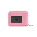 Porte-cartes rose en cuir PU avec protection RFID et fenêtre d'identité arrière - Rose rouge
