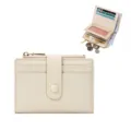 Petit portefeuille beige pour femme avec protection RFID et fentes pour cartes cuir - Blanc Cassé