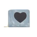 Petit portefeuille en faux denim bleu clair pour femmes avec découpe en forme de cœur - Bleu Denim