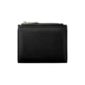 Petit portefeuille noir en cuir grainé pour femme avec protection RFID et zip doré - Noir
