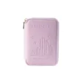 Portafoglio passaporto in pelle PU viola con cerniera e design skyline stampato - Viola