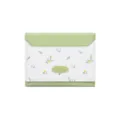 Petit portefeuille fleuri à trois volets vert sauge et blanc avec plaque gravée - Vert