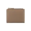 Élégant portefeuille RFID en cuir grainé taupe pour femme avec fermeture éclair dorée - Abricot