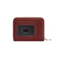 Porte-cartes RFID en cuir PU marron avec fenêtre d'identification et zip - Bordeaux