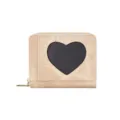 Portefeuille élégant en simili denim rose pour femme avec fenêtre en forme de cœur et fermeture - Abricot Clair
