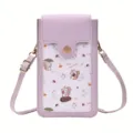 Petit sac à bandoulière violet pour téléphone avec un motif écureuil très mignon - Violet