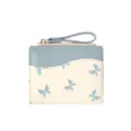 Petit portefeuille élégant pour femme bleu clair et crème avec un motif papillon - Bleu