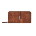 Portefeuille long vintage marron avec protection RFID et motif étoilé perforé. - Style Ajouré Vintage (1173-3) / Marron