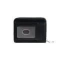 Porte-cartes compact en similicuir noir avec fenêtre d'identité et fermeture - Noir