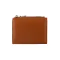 Petit portefeuille femme en cuir grainé marron avec protection RFID et fermeture éclair - Marron