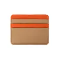 Porte-cartes mince en cuir PU avec blocage de couleurs orange et beige et fini texturé - Orange Abricot