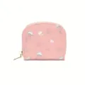 Porte-cartes rose avec protection RFID et motifs mignons de méduses et coquillages - Rose