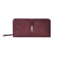 Portefeuille long vintage RFID pour femme couleur bordeaux avec jolis motifs évidés - Style Ajouré Vintage (1173-3) / Bordeaux