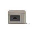 Porte-cartes en cuir PU gris avec fenêtre d'identité et fermeture éclair sécurisée - Gris