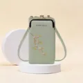 Elegante bestickte Mini-Handytasche mit Umhängeriemen in Pistaziengrün Ausführung - Grün