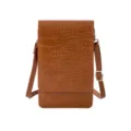 Petit sac bandoulière marron pour téléphone portable avec motif crocodile élégant - Marron