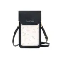Sac à bandoulière noir pour téléphone avec fenêtre tactile et motif floral élégant - Noir