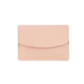 Petit porte-cartes rose pâle minimaliste avec fermeture à rabat et surpiqûres blanc - Rose