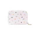 Porte-cartes en cuir PU blanc pour femme avec motif feuilles d'automne et glands - Blanc