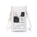 Petit sac à bandoulière blanc pour téléphone avec joli motif chiot de dessin animé - Imprimé dessin animé / Blanc