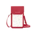 Petit sac bandoulière rouge pour téléphone avec une poche à motif floral élégante - Bordeaux
