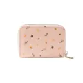 Petit porte-cartes en cuir PU rose avec motif floral de feuilles d'automne chic - Beige