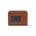 Porte-cartes accordéon compact en cuir PU marron avec fenêtre d'identité et fentes - Marron