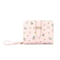 Élégant portefeuille court rose à fleurs pour femmes avec dragonne et fermoir tulipe design - Petit Imprimé Floral Rose / Style Court / Rose