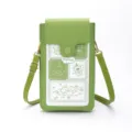Petit sac bandoulière vert clair pour téléphone avec dessins d'animaux mignons. - Imprimé dessin animé / Vert