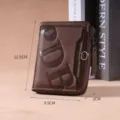 Portefeuille court marron pour homme avec fentes pour cartes, 12,5x9,5x2cm - Brun Foncé